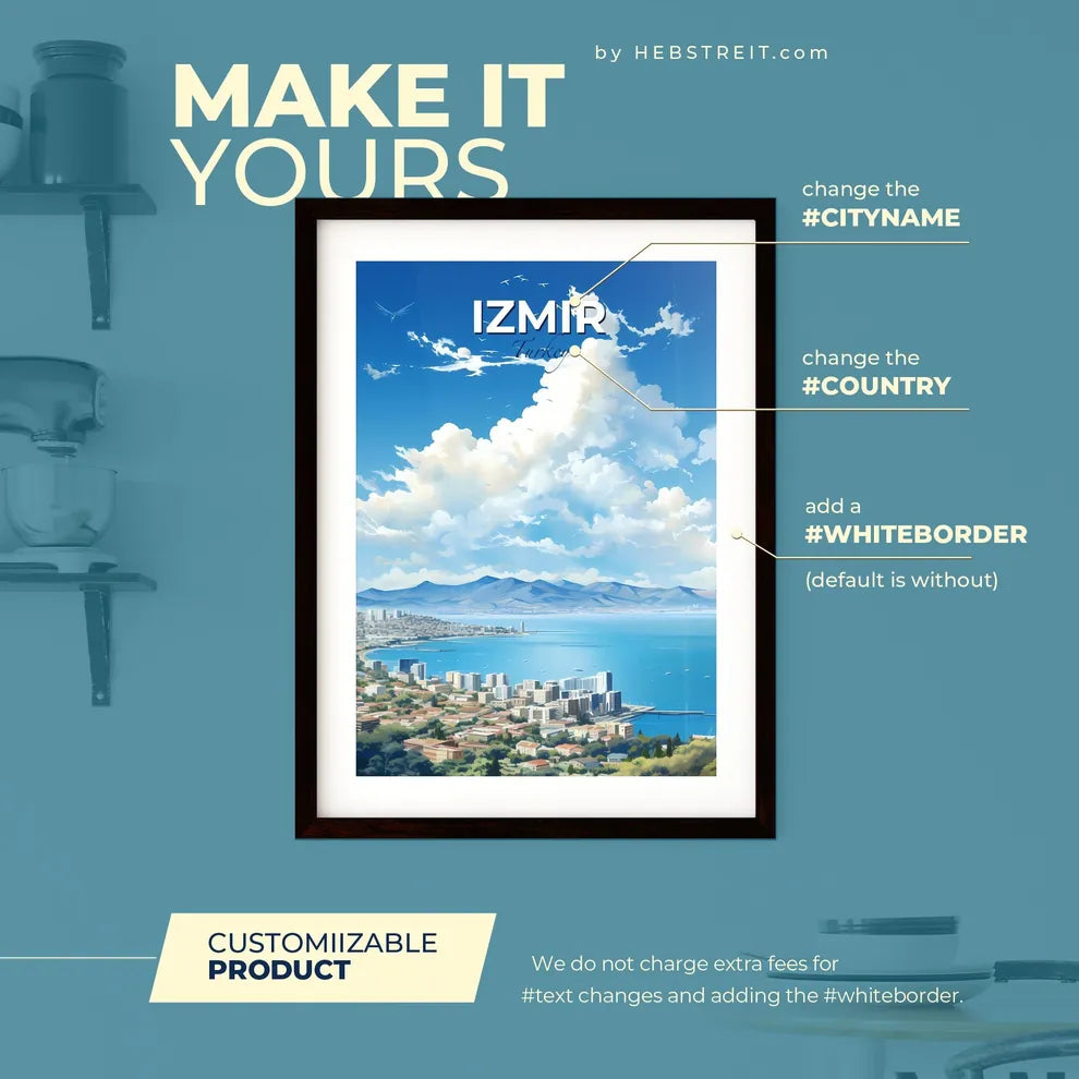 Izmir Turkey Skyline - A City Next To The Water - Customizable Travel Gift Default Title