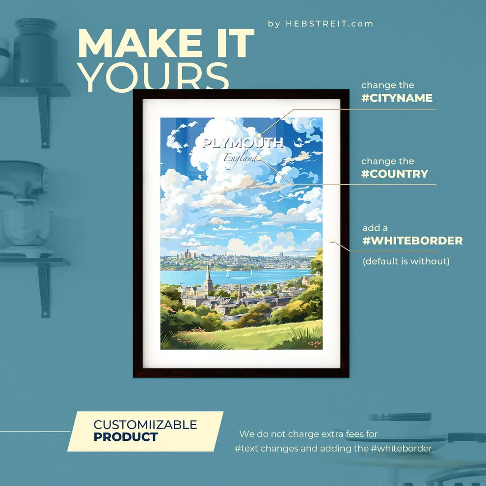 Plymouth England Skyline - A City By The Water - Customizable Travel Gift Default Title