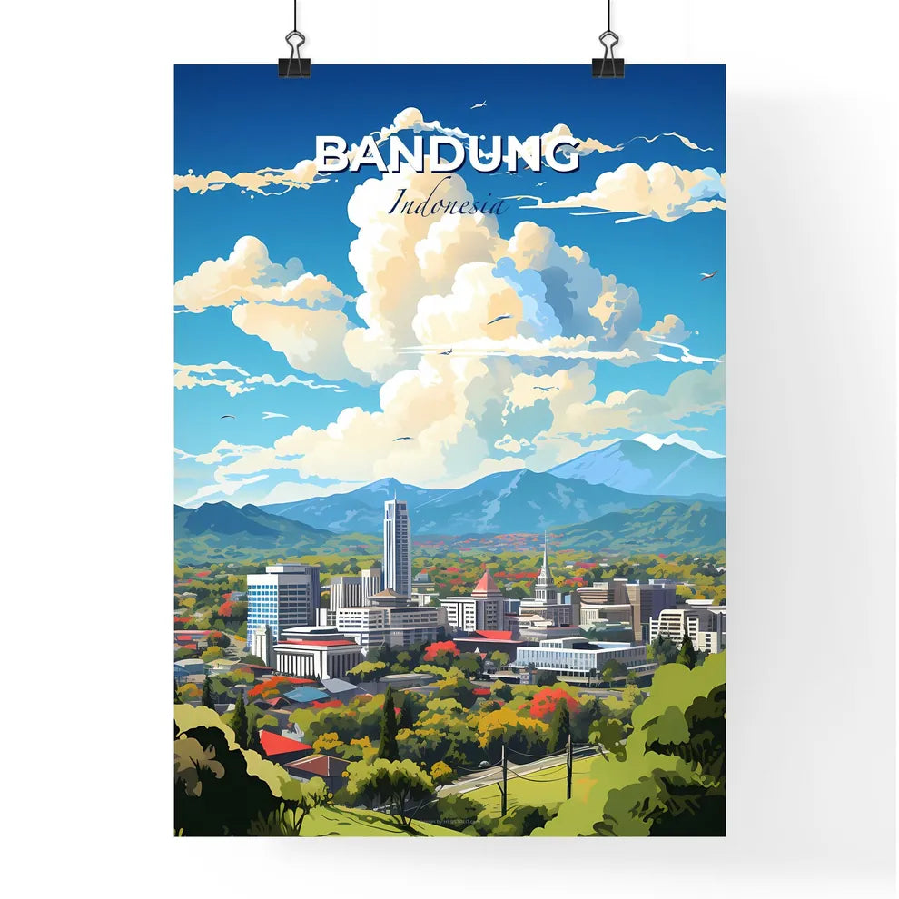 Bandung Indonesia Skyline - A City With Trees And Mountains In The Background - Customizable Travel Gift Default Title