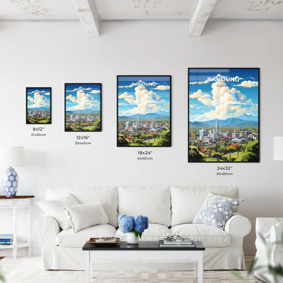 Bandung Indonesia Skyline - A City With Trees And Mountains In The Background - Customizable Travel Gift Default Title