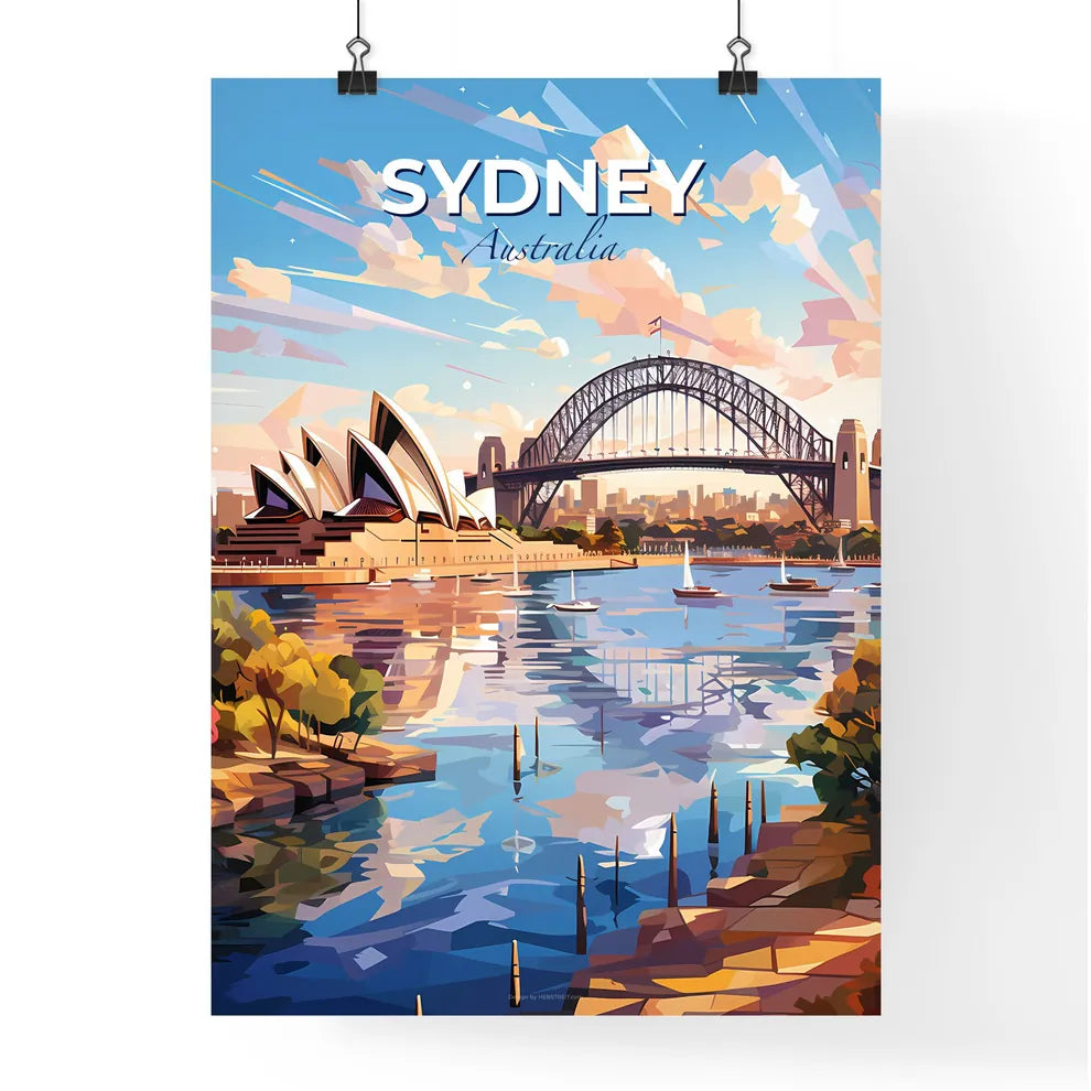 Sydney Australia Skyline - A Painting Of A Bridge And A City - Customizable Travel Gift Default Title