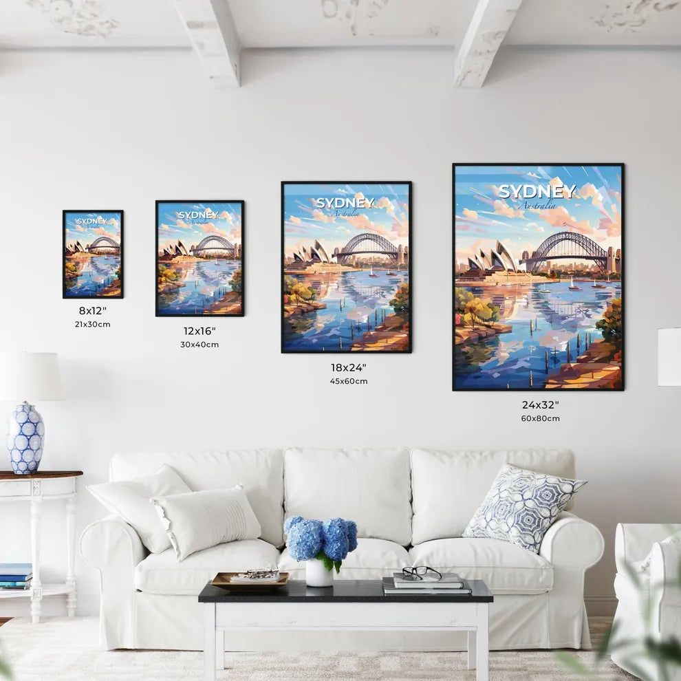 Sydney Australia Skyline - A Painting Of A Bridge And A City - Customizable Travel Gift Default Title