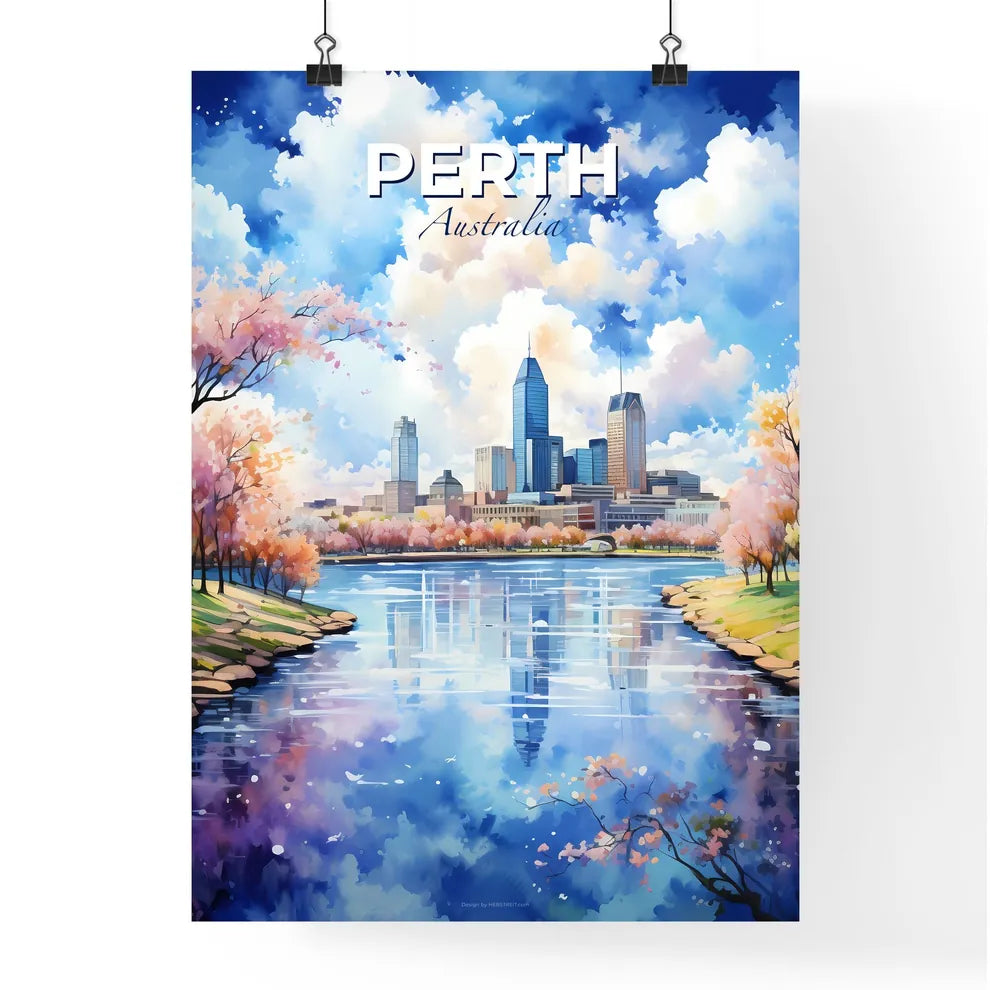 Perth Australia Skyline - A Water With Trees And A City In The Background - Customizable Travel Gift Default Title