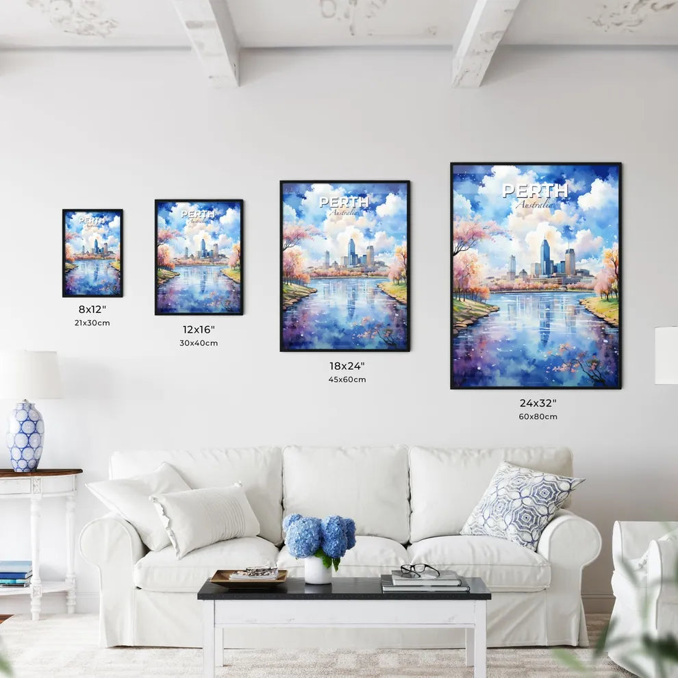 Perth Australia Skyline - A Water With Trees And A City In The Background - Customizable Travel Gift Default Title