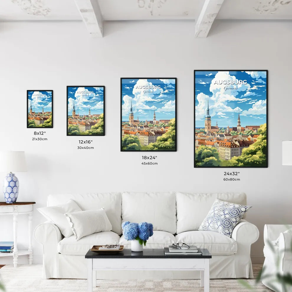 Augsburg Germany Skyline - A City With Many Buildings And Trees - Customizable Travel Gift Default Title
