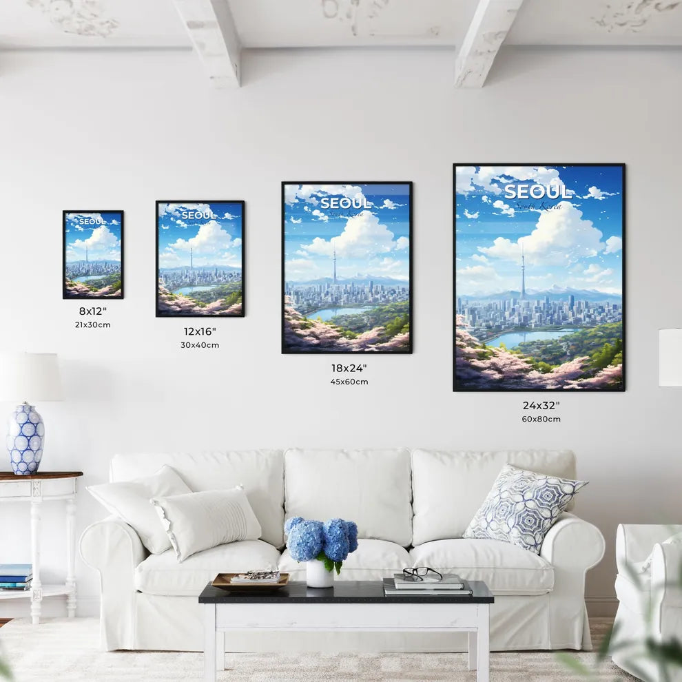 Seoul South Korea Skyline - A City Landscape With A Lake And Mountains - Customizable Travel Gift Default Title