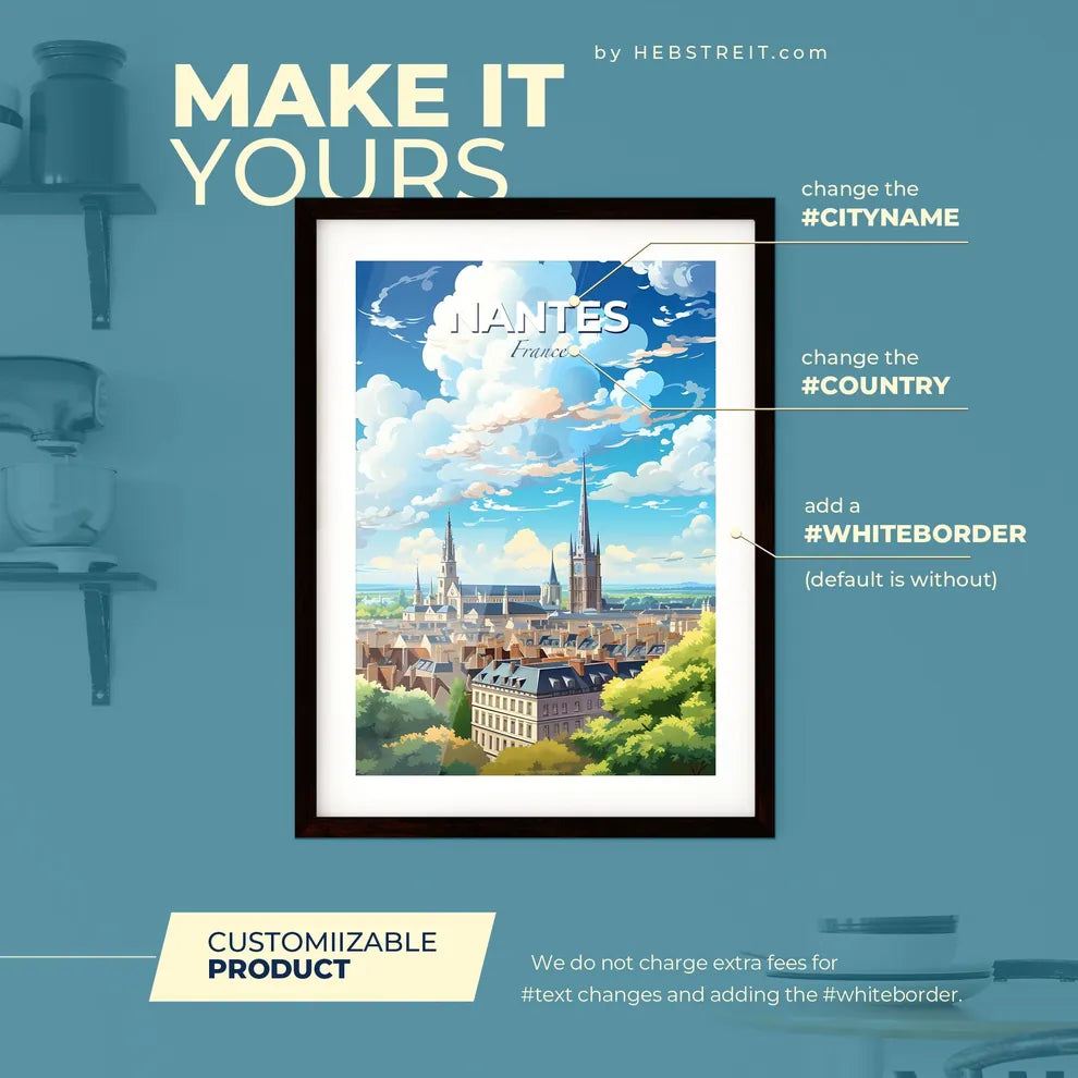 Nantes France Skyline - A City With A Tall T Framed Print
