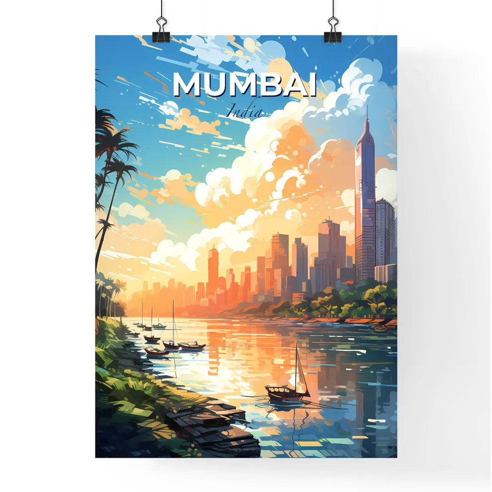Mumbai India Skyline - A Water With Boats And A City In The Background - Customizable Travel Gift Default Title