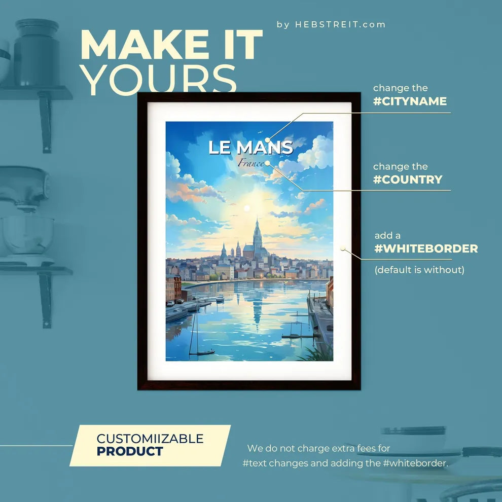 Le Havre France Skyline - A Water Way With Buildings And A City In The Background - Customizable Travel Gift Default Title