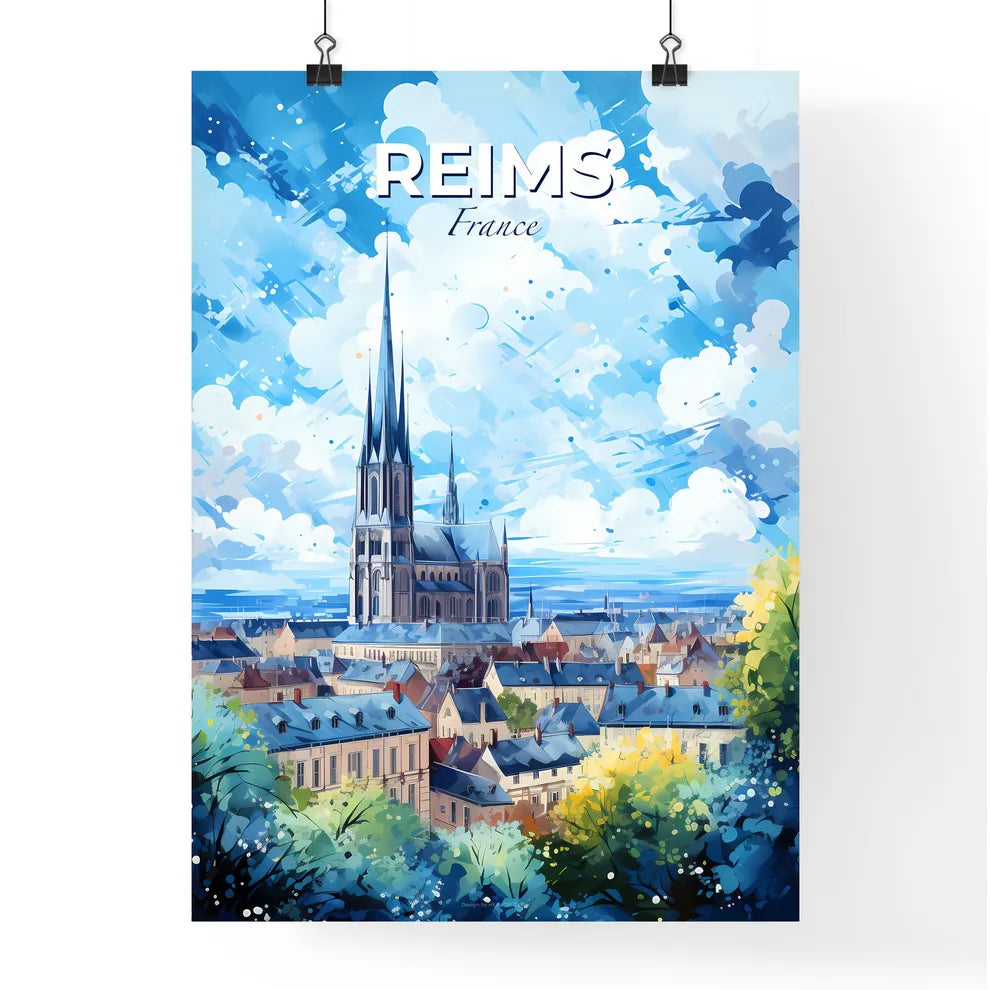 Reims France Skyline - A City With A Tall Tower - Customizable Travel Gift Default Title