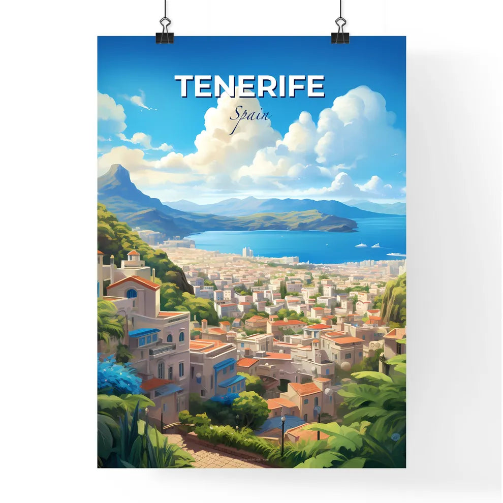 Tenerife Spain Skyline - A City With Trees And Mountains In The Background - Customizable Travel Gift Default Title