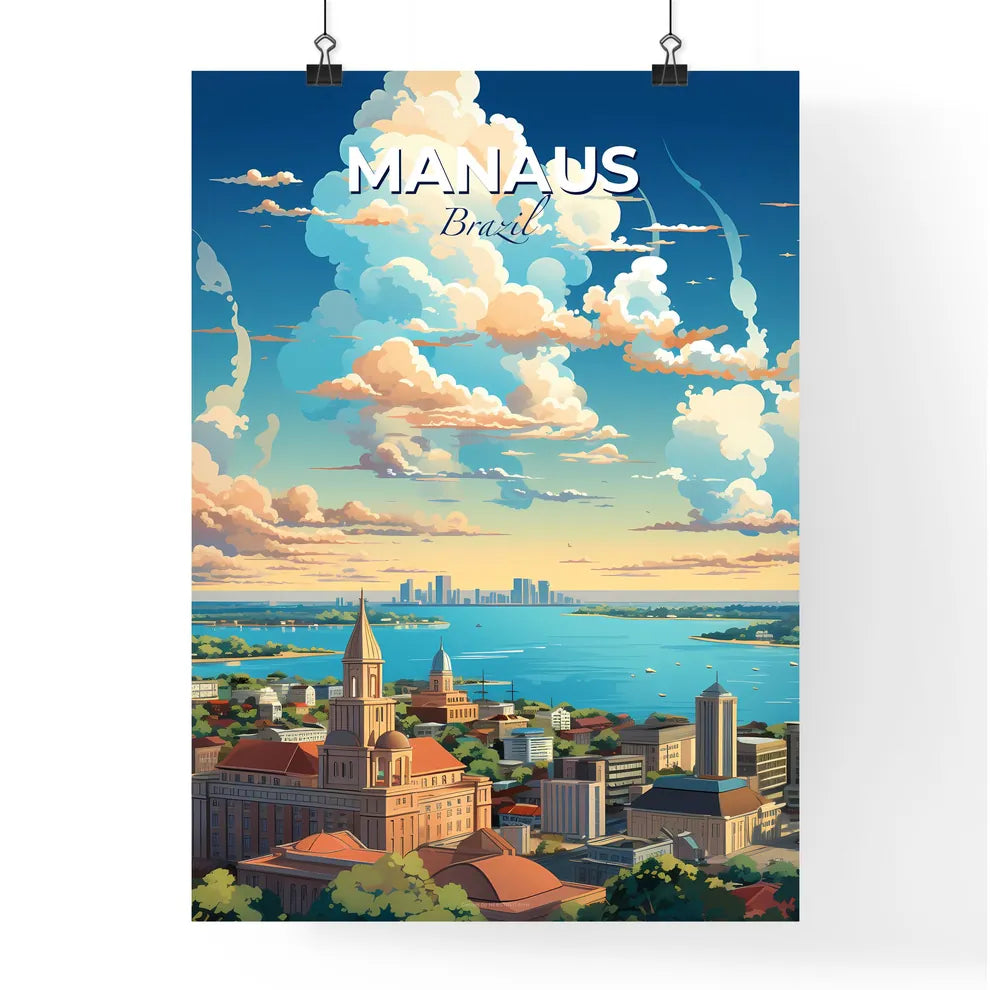 Manaus Brazil Skyline - A City With A Body Of Water And Clouds - Customizable Travel Gift Default Title