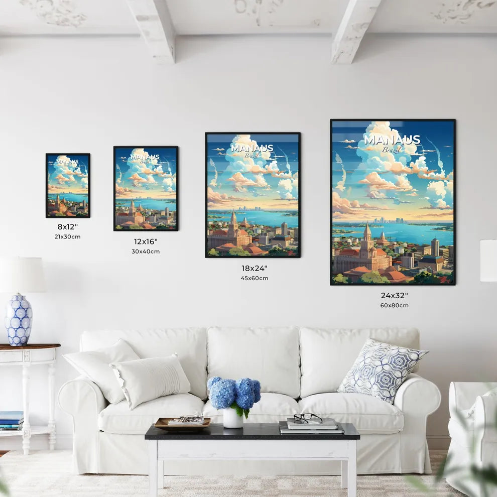 Manaus Brazil Skyline - A City With A Body Of Water And Clouds - Customizable Travel Gift Default Title