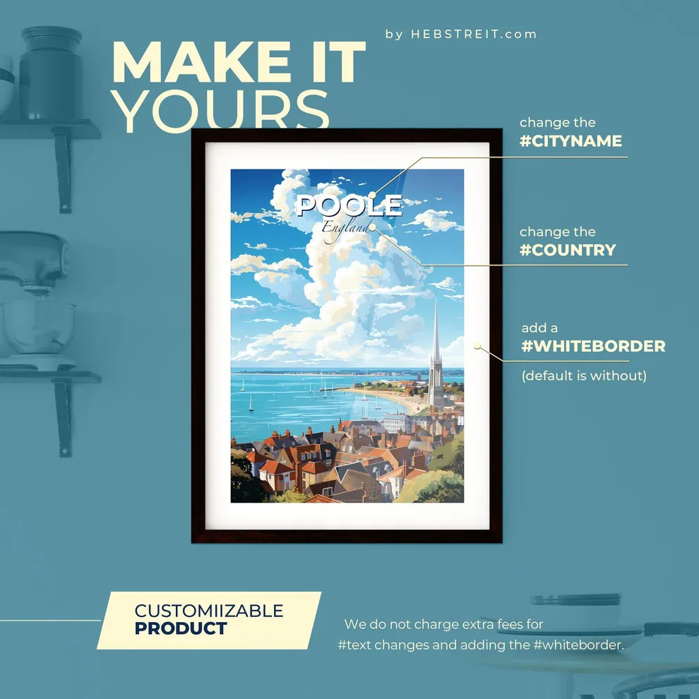 Poole England Skyline - A City By The Water - Customizable Travel Gift Default Title