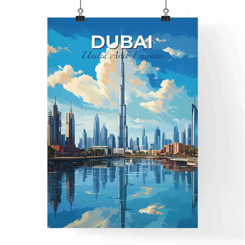 Dubai United Arab Emirates Skyline - A City Skyline With A Body Of Water - Customizable Travel Gift Default Title