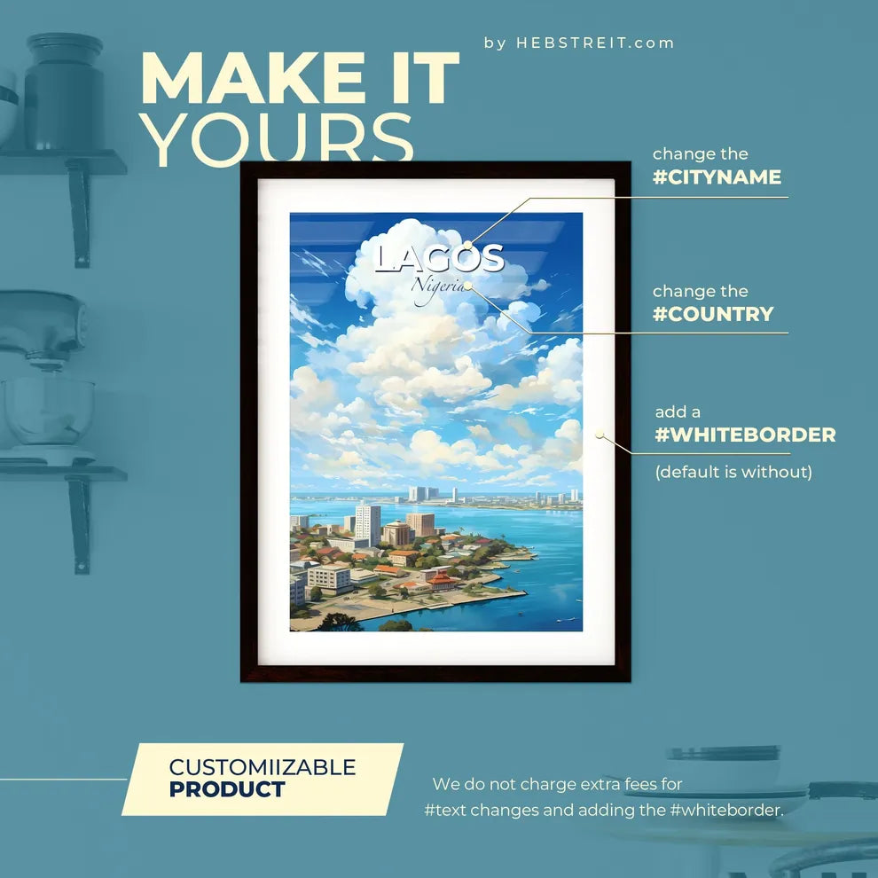 Lagos Nigeria Skyline - A City Next To A Body Of Water - Customizable Travel Gift Default Title