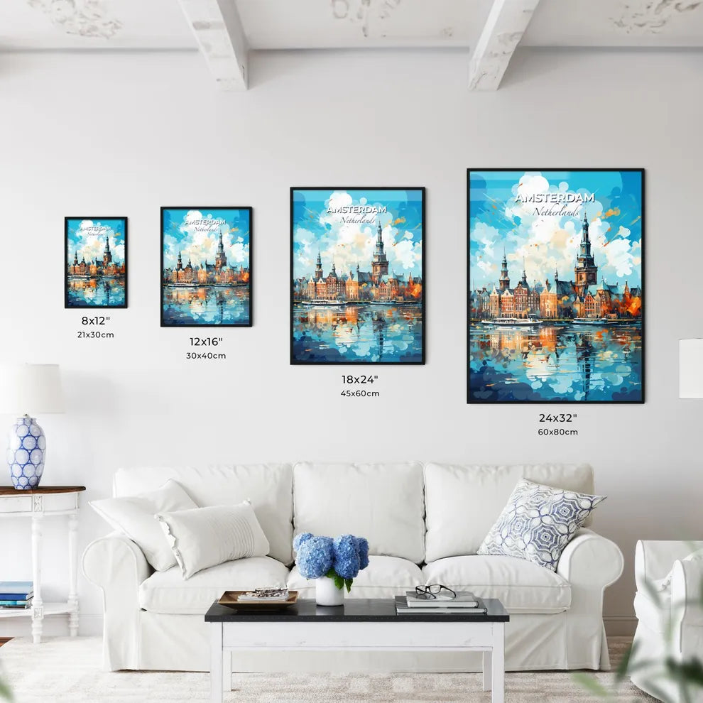Amsterdam Netherlands Skyline - A Watercolor Painting Of A City With A Boat In The Water - Customizable Travel Gift Default Title