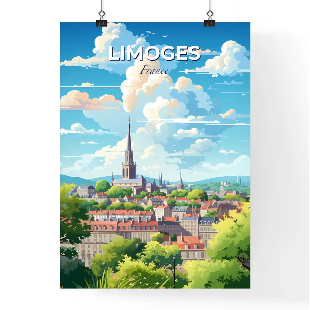 Limoges France Skyline - A City With A Steeple And Trees - Customizable Travel Gift Default Title