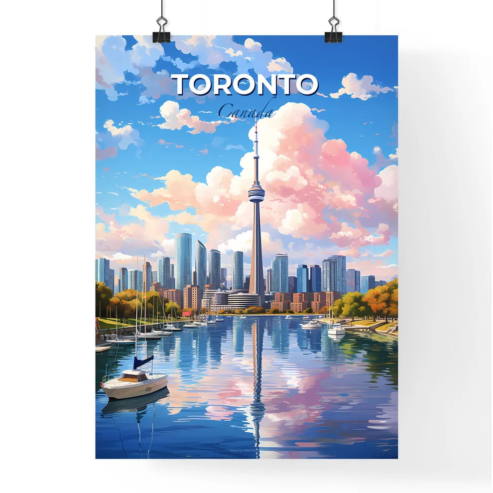 Toronto Canada Skyline - A City With A Tall Tower And A Body Of Water - Customizable Travel Gift Default Title