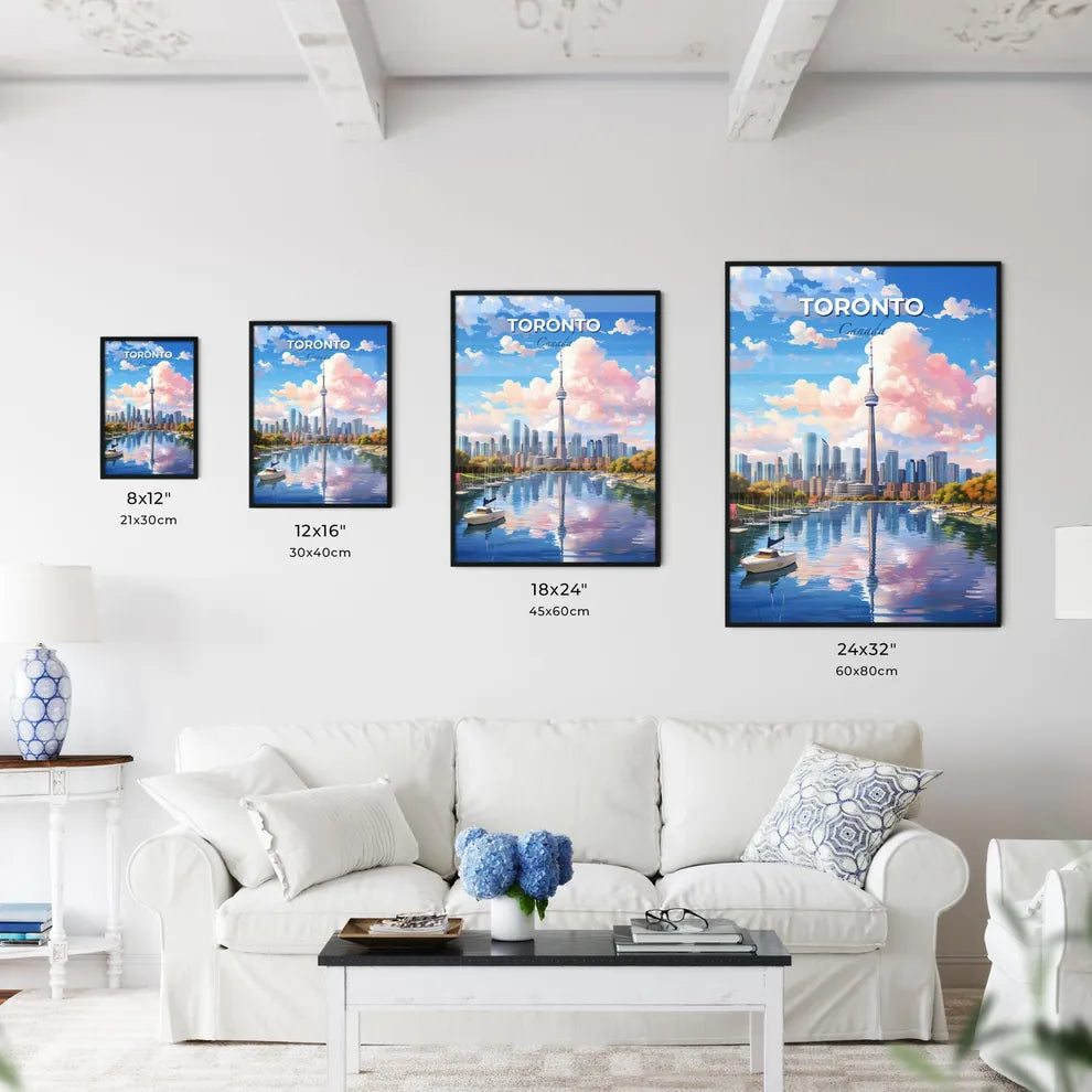 Toronto Canada Skyline - A City With A Tall Tower And A Body Of Water - Customizable Travel Gift Default Title
