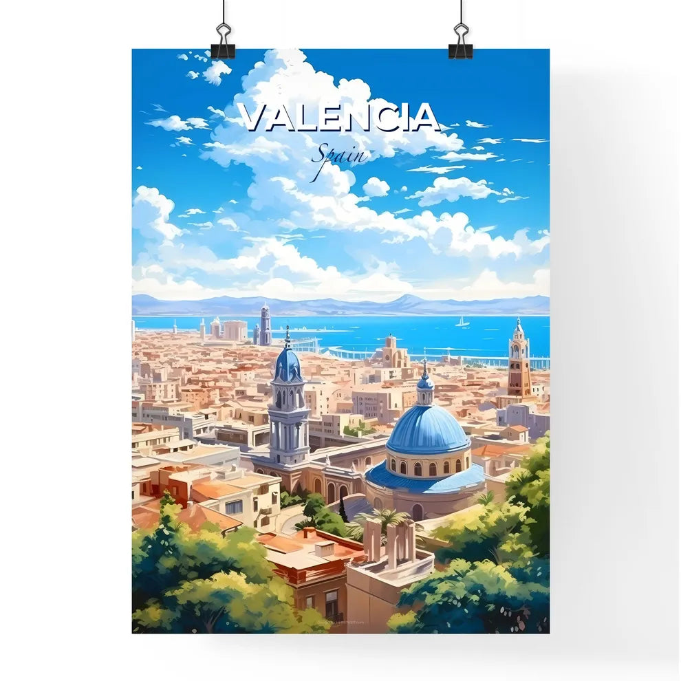 Valencia Spain Skyline - A City With A Blue Dome And Buildings And A Body Of Water - Customizable Travel Gift Default Title