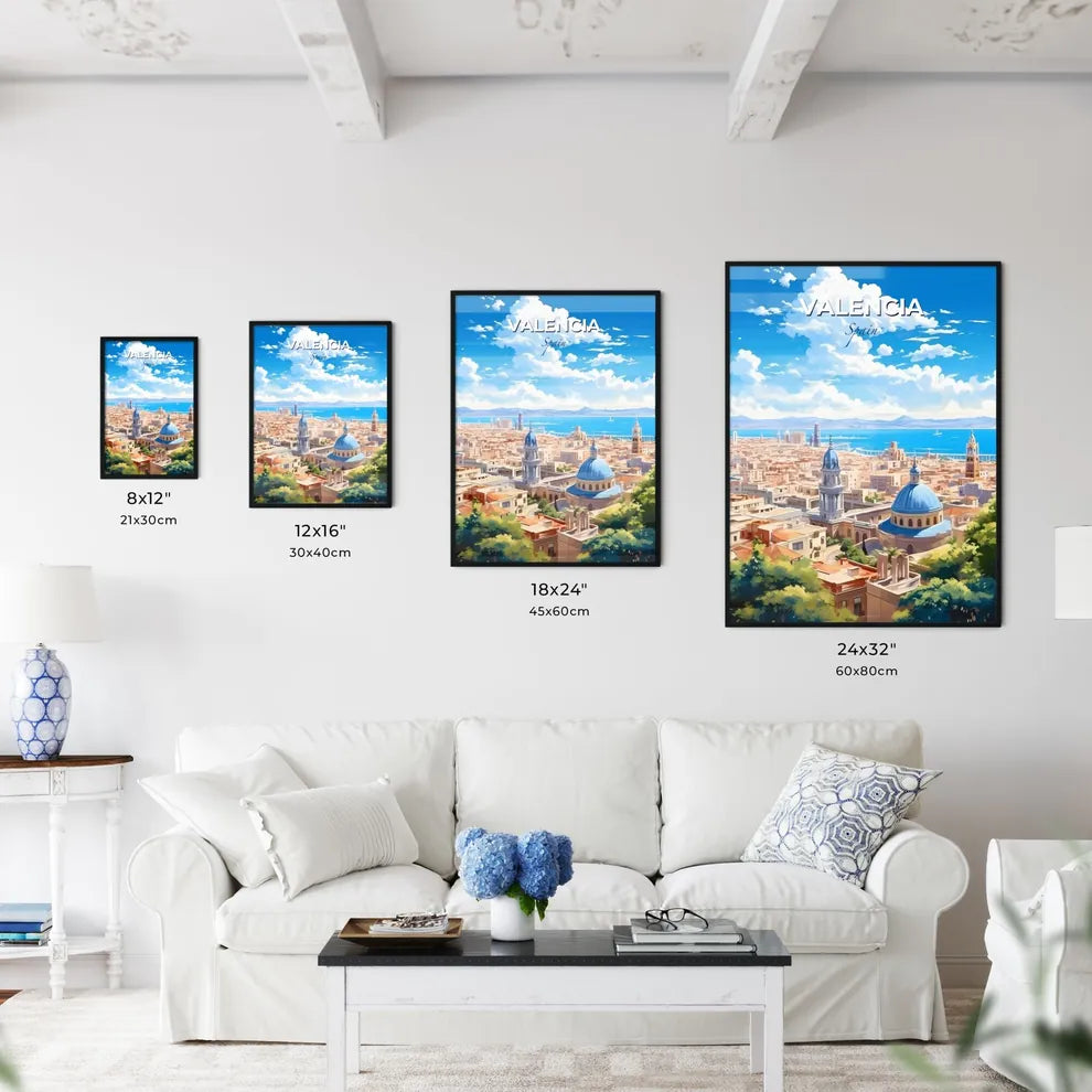 Valencia Spain Skyline - A City With A Blue Dome And Buildings And A Body Of Water - Customizable Travel Gift Default Title