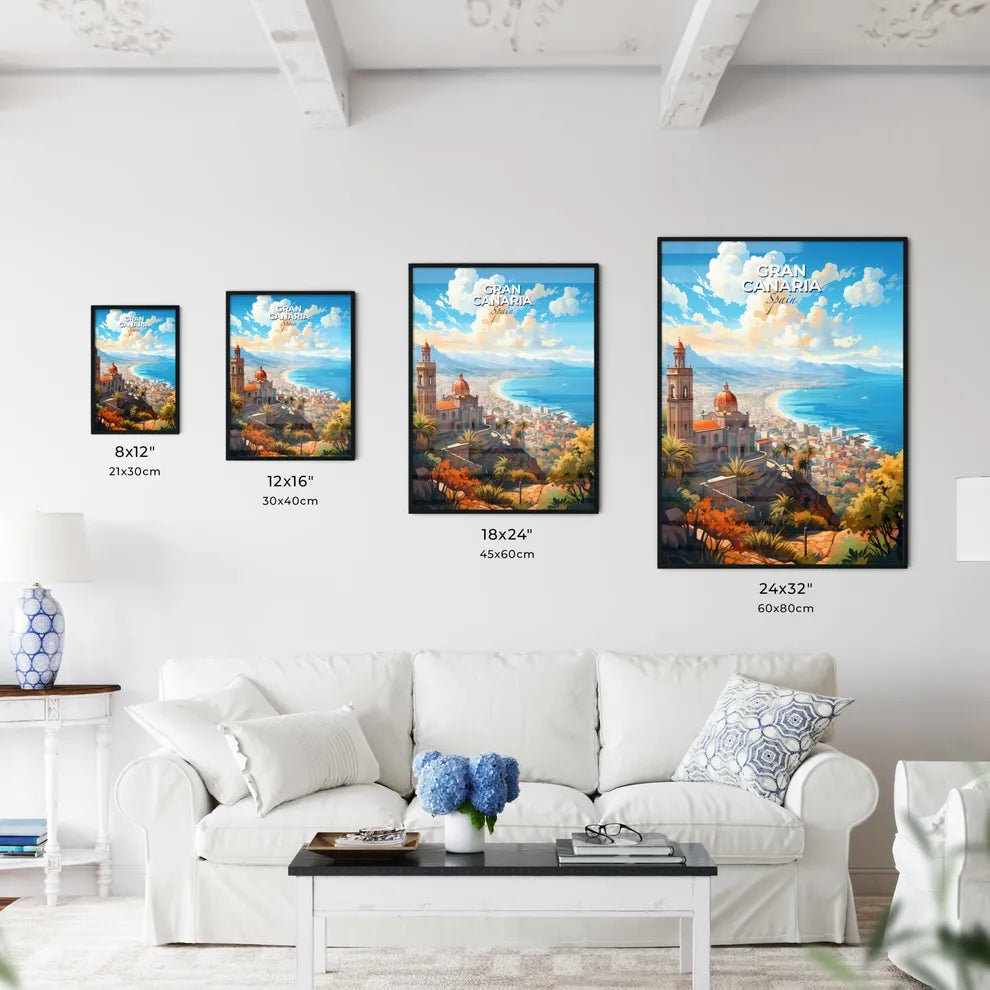 Gran Canaria Spain Skyline - A Building On A Hill Overlooking A City - Customizable Travel Gift Default Title