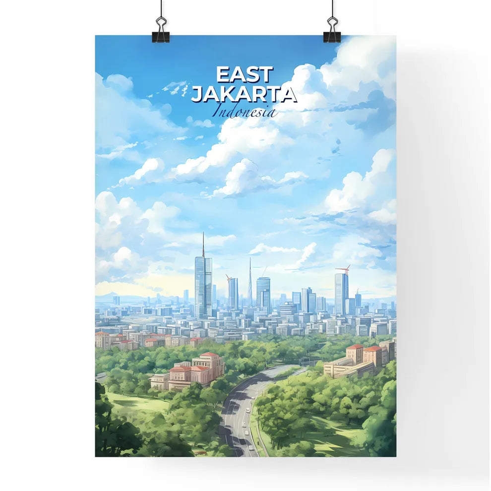 East Jakarta Indonesia Skyline - A City With Trees And Buildings - Customizable Travel Gift Default Title