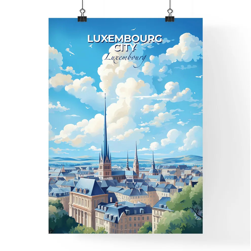 Luxembourg City Luxembourg Skyline - A City With A Tall Spire - Customizable Travel Gift Default Title