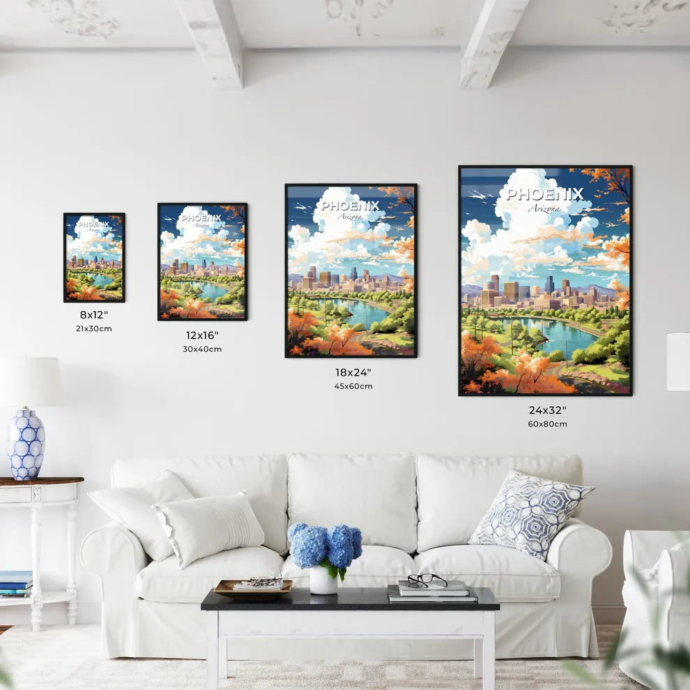 Phoenix Arizona Skyline - A City Landscape With A River And Trees - Customizable Travel Gift Default Title