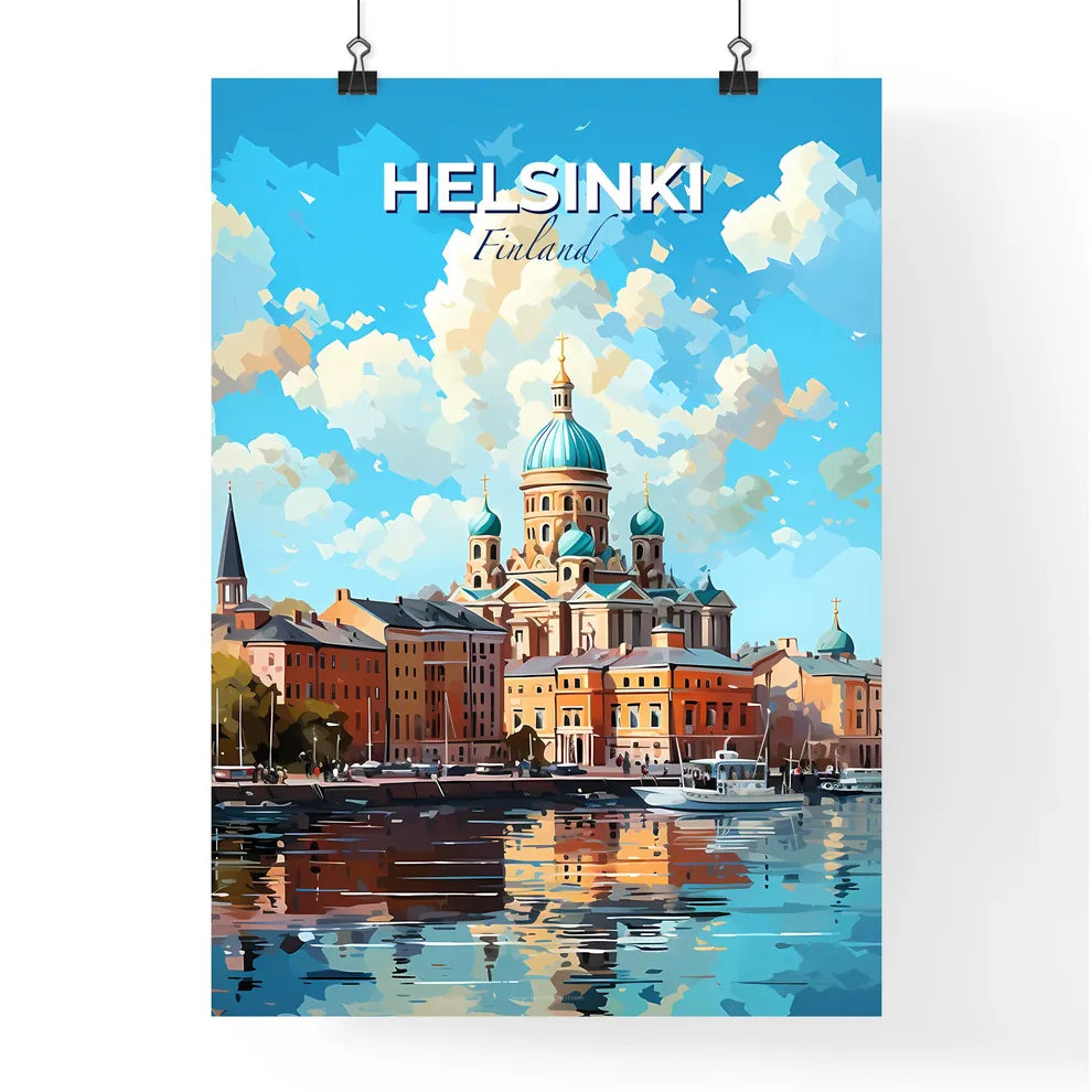 Helsinki Finland Skyline - A Water Next To A Building - Customizable Travel Gift Default Title