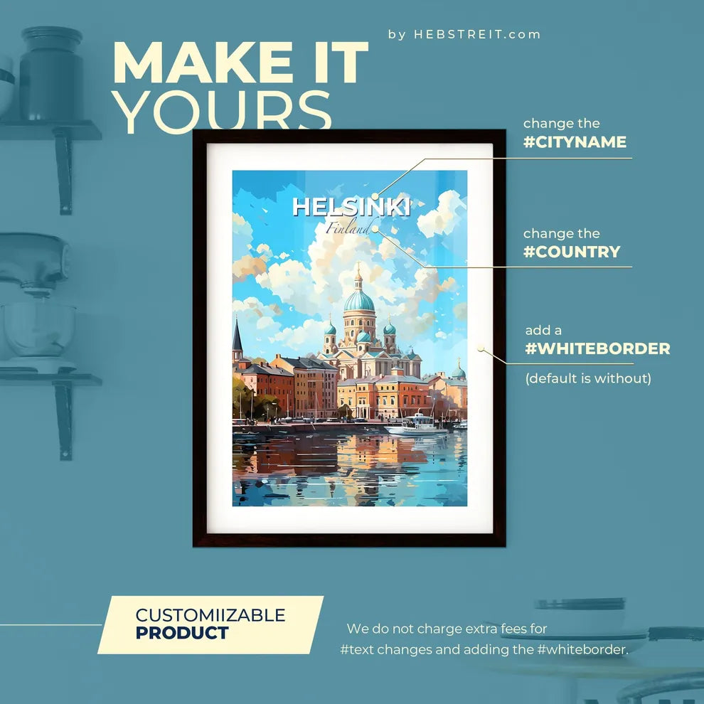 Helsinki Finland Skyline - A Water Next To A Building - Customizable Travel Gift Default Title