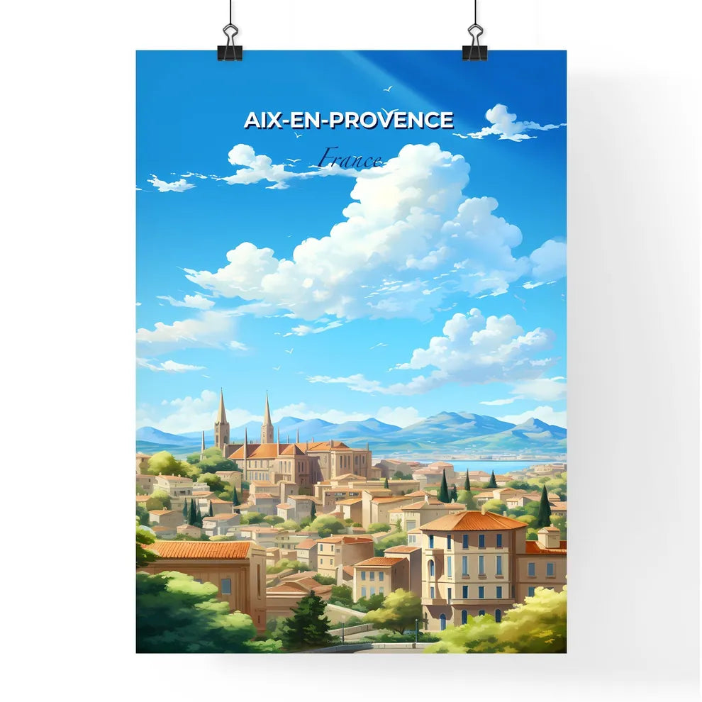 Aix-en-Provence France Skyline - A City With Buildings And Trees - Customizable Travel Gift Default Title