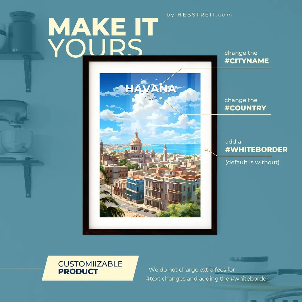 Havana Cuba Skyline - A City With A Large Body Of Water - Customizable Travel Gift Default Title