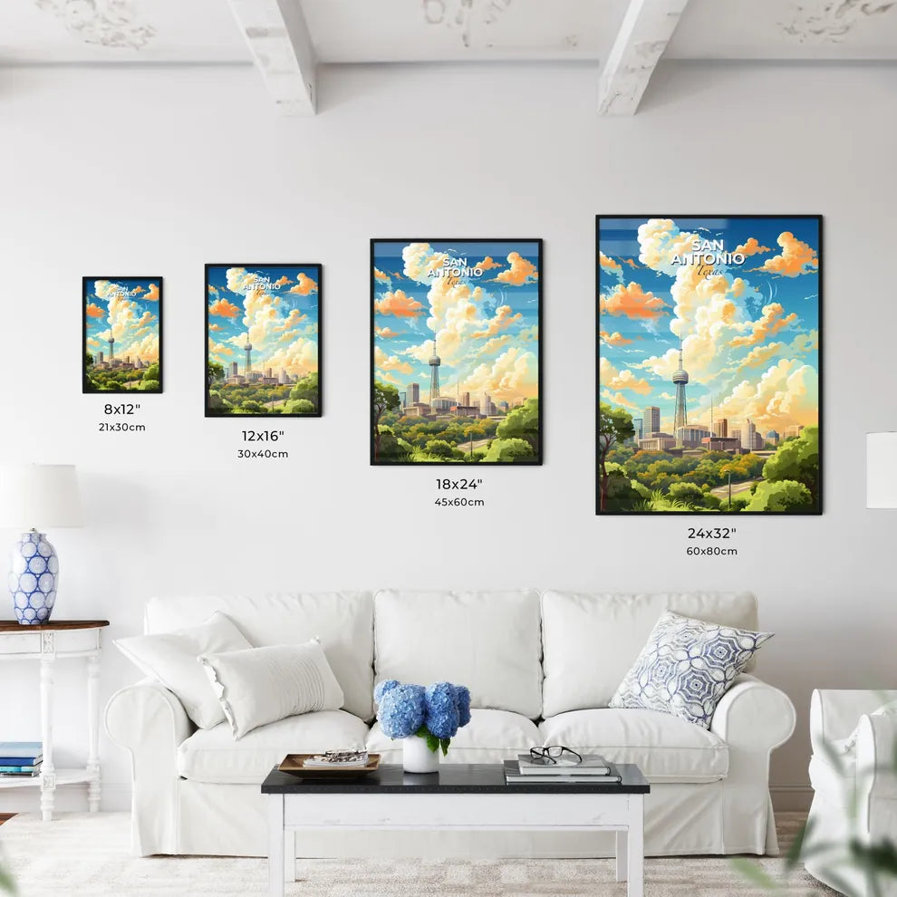 San Antonio Texas Skyline - A City Landscape With Trees And A Tower - Customizable Travel Gift Default Title