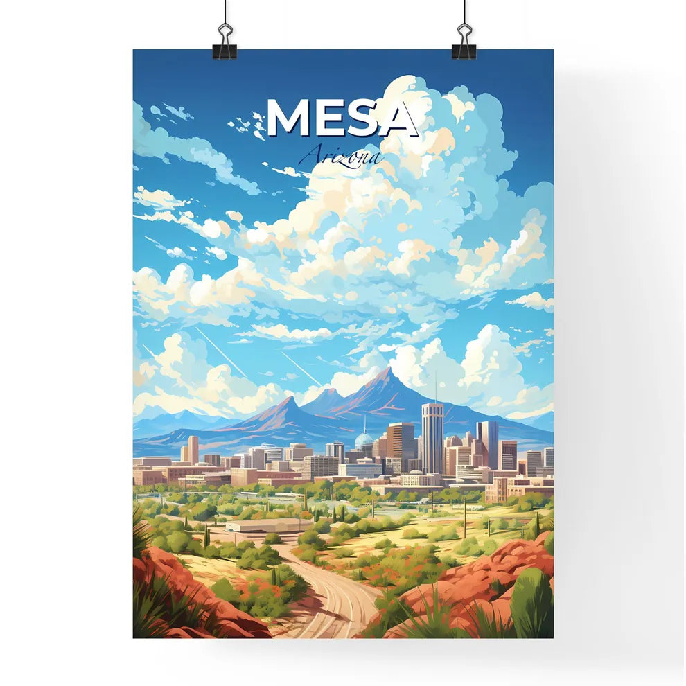 Mesa Arizona Skyline - A City Landscape With Mountains In The Background - Customizable Travel Gift Default Title