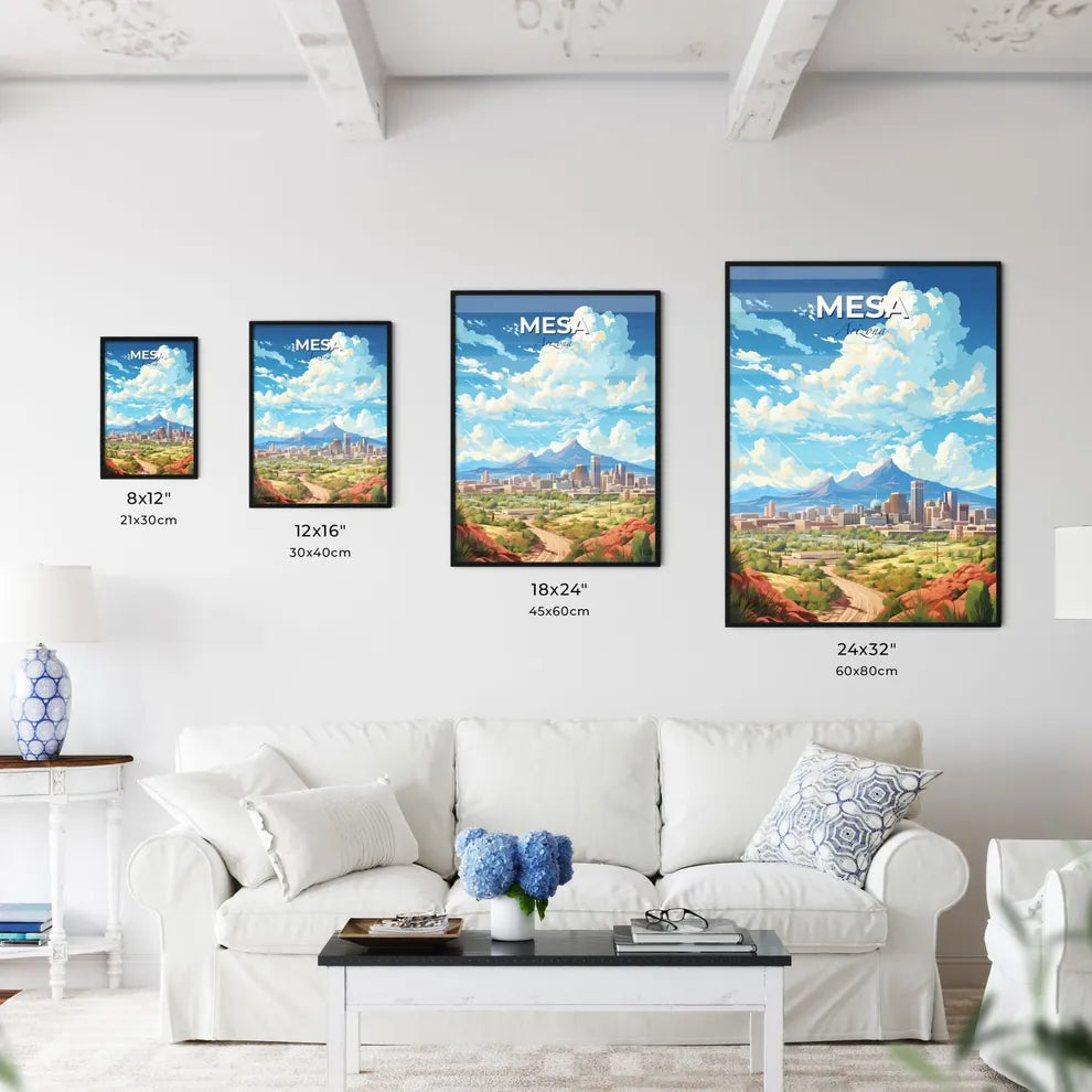 Mesa Arizona Skyline - A City Landscape With Mountains In The Background - Customizable Travel Gift Default Title