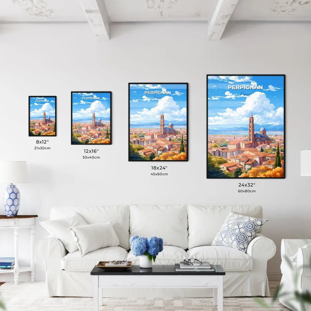 Perpignan France Skyline - A City With A Tower And Trees - Customizable Travel Gift Default Title