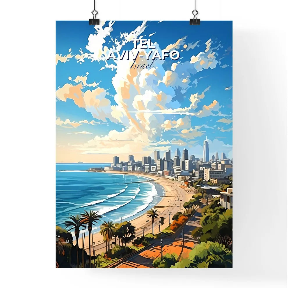 Tel Aviv-Yafo Israel Skyline - A Beach With A City And A Body Of Water - Customizable Travel Gift Default Title