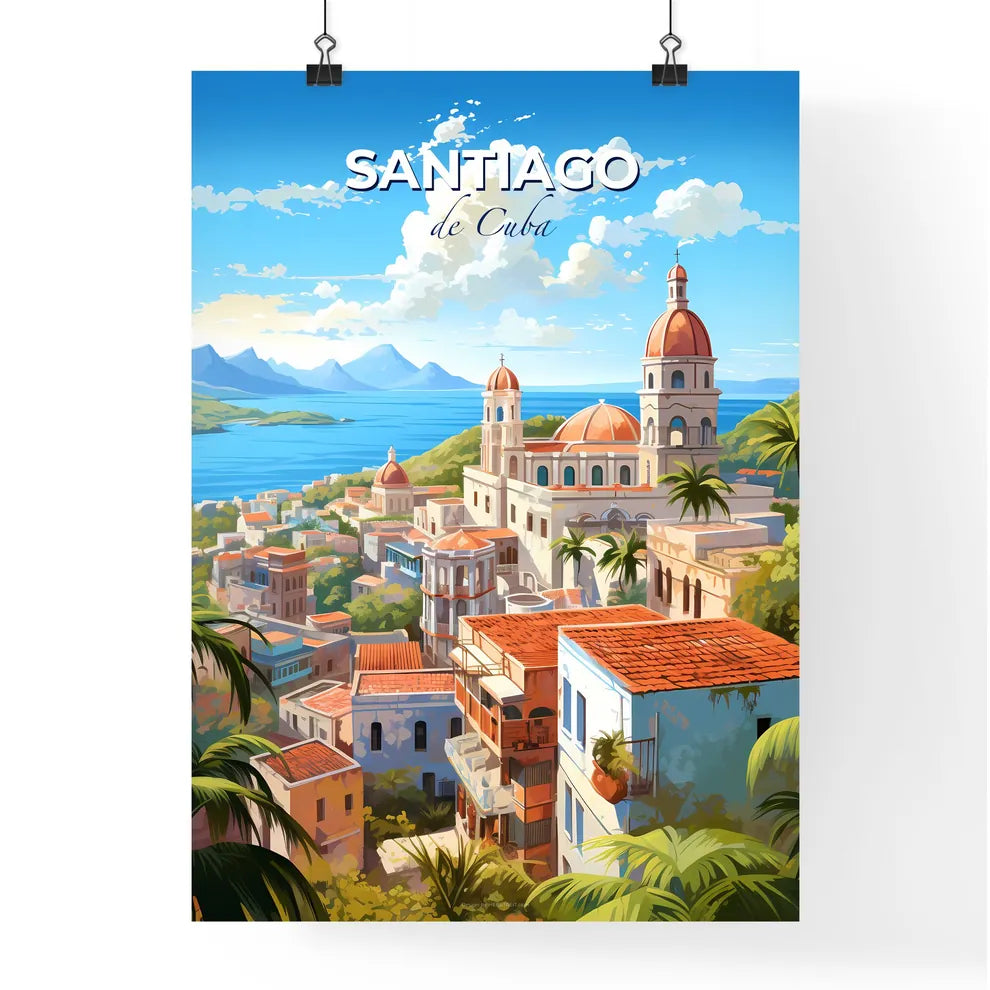 Santiago de Cuba Skyline - A City With A Body Of Water And Mountains - Customizable Travel Gift Default Title