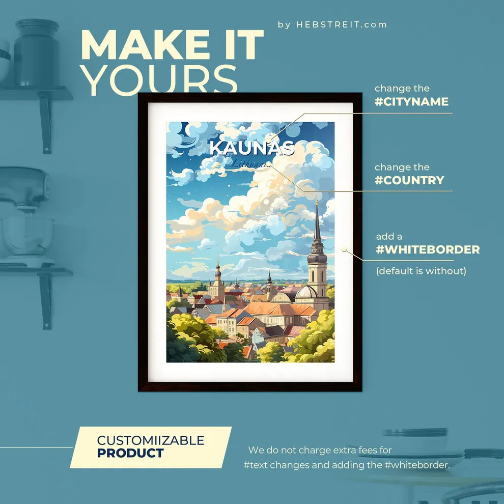 Kaunas Lithuania Skyline - A City With A Tow Framed Print