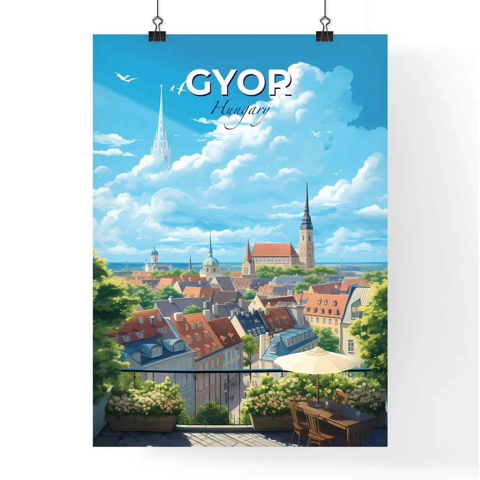 Gyr Hungary Skyline - A City With Many Buildings And Trees - Customizable Travel Gift Default Title