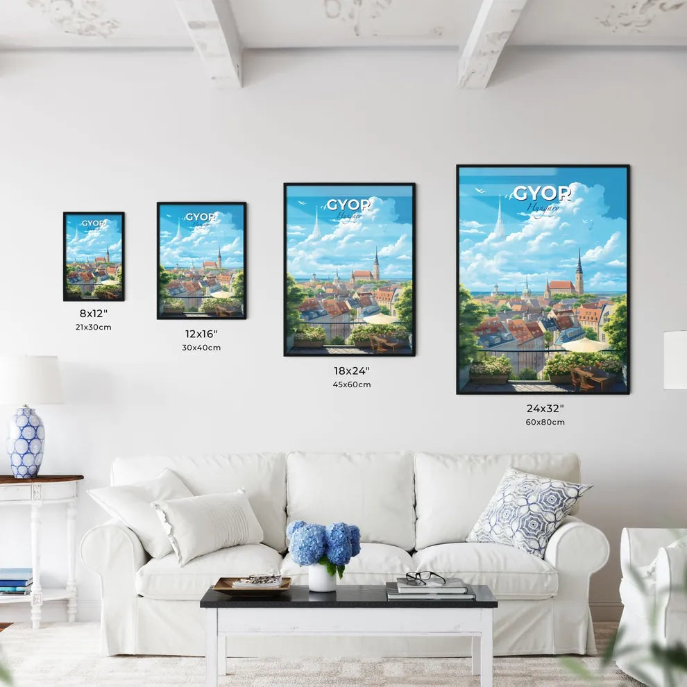 Gyr Hungary Skyline - A City With Many Buildings And Trees - Customizable Travel Gift Default Title