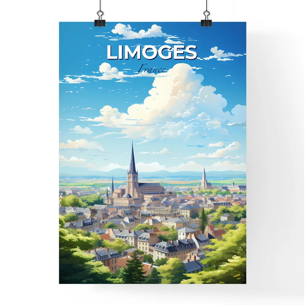 Limoges France Skyline - A City With A Steeple And Trees - Customizable Travel Gift Default Title