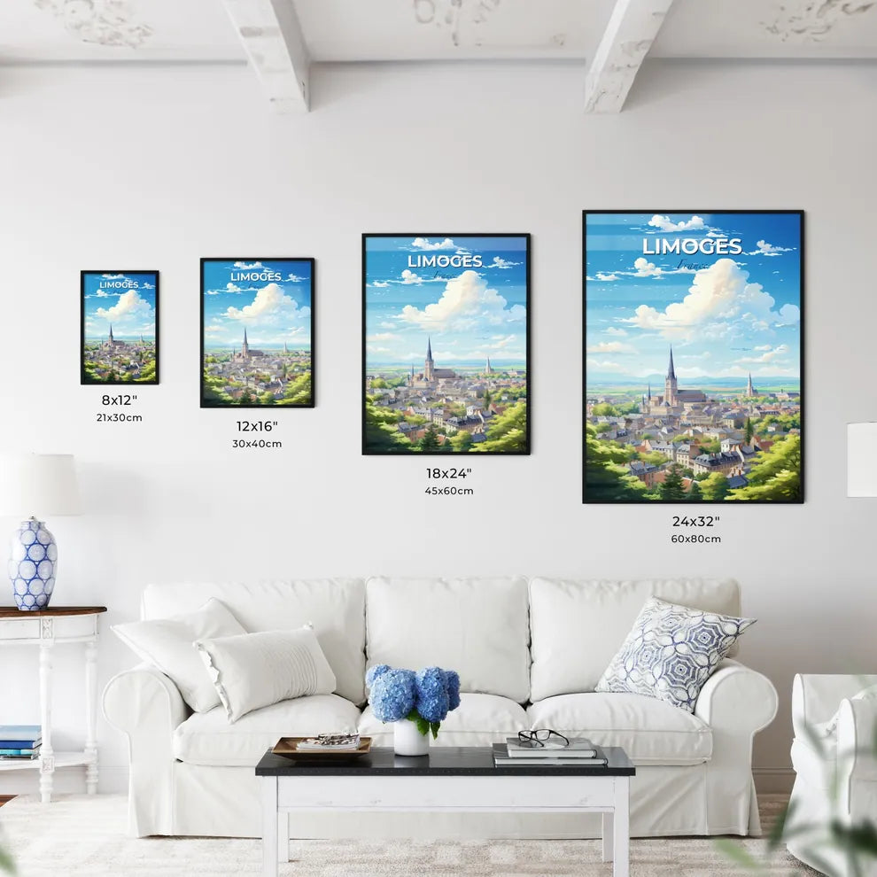 Limoges France Skyline - A City With A Steeple And Trees - Customizable Travel Gift Default Title