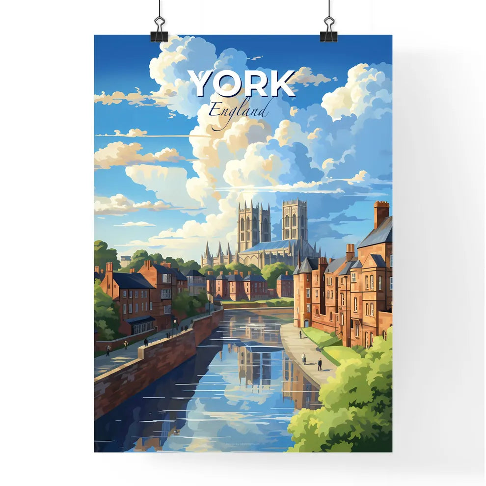 York England Skyline - A River With A Body Of Water And Buildings And A Church - Customizable Travel Gift Default Title