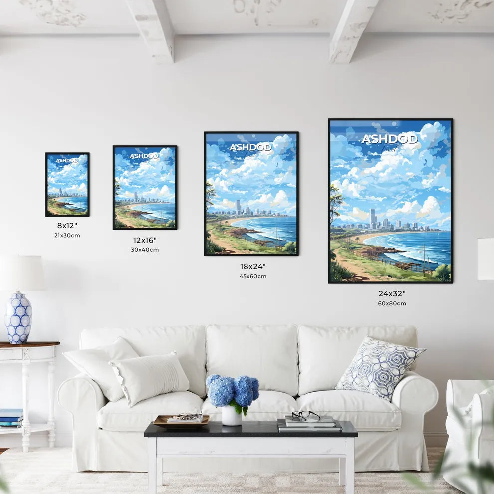 Ashdod Israel Skyline - A Beach With A City And A Body Of Water - Customizable Travel Gift Default Title