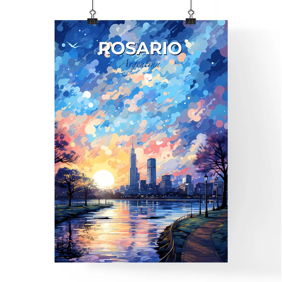 Rosario Argentina Skyline - A Water Body With Trees And A City In The Background - Customizable Travel Gift Default Title