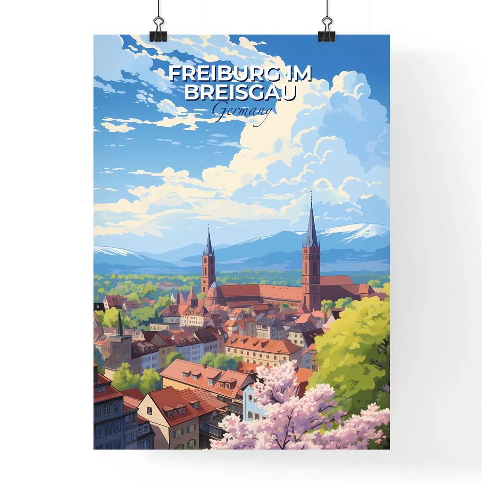 Freiburg im Breisgau Germany Skyline - A City With Red Roofs And Trees And Mountains In The Background - Customizable Travel Gift Default Title