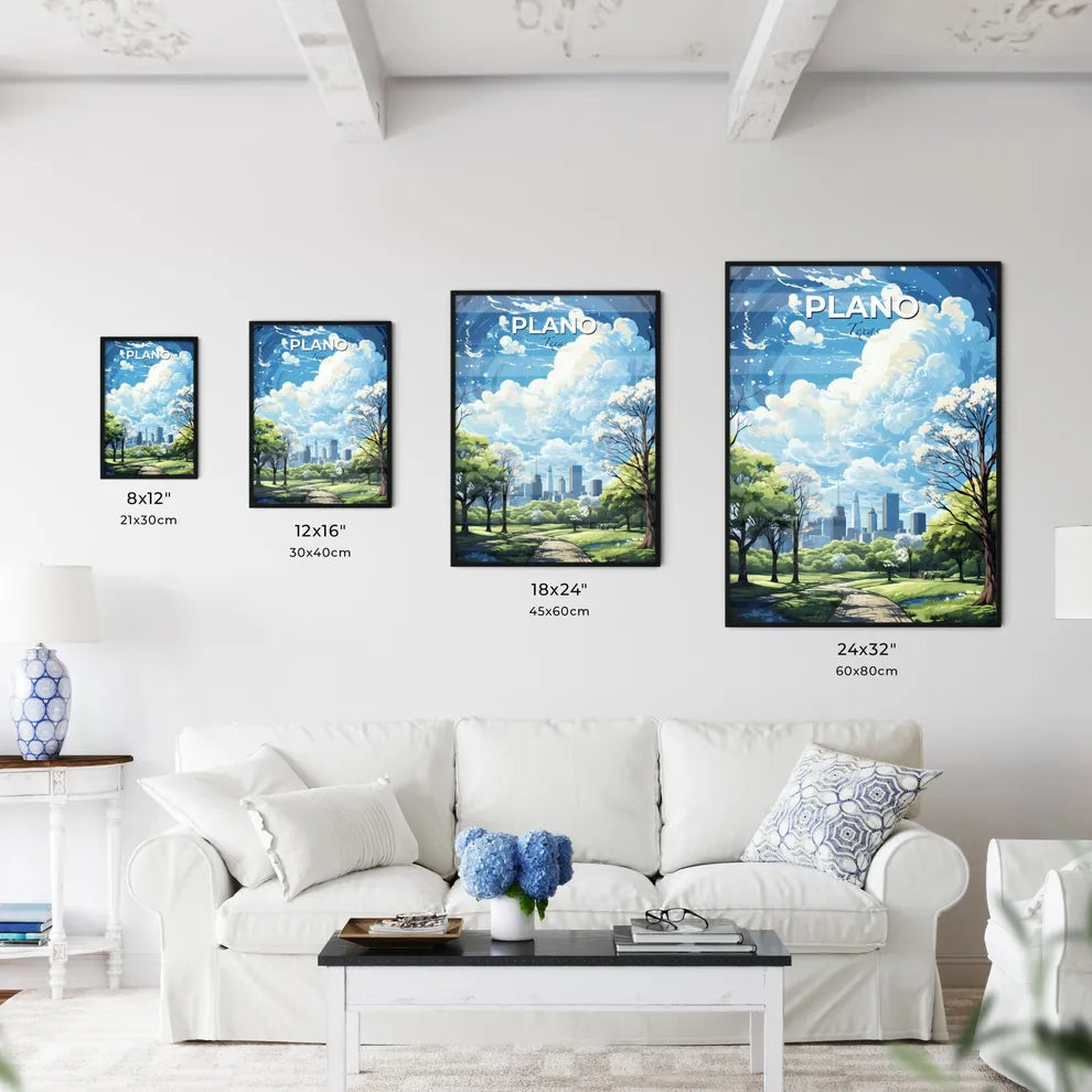 Plano Texas Skyline - A Cityscape With Trees And A Blue Sky - Customizable Travel Gift Default Title